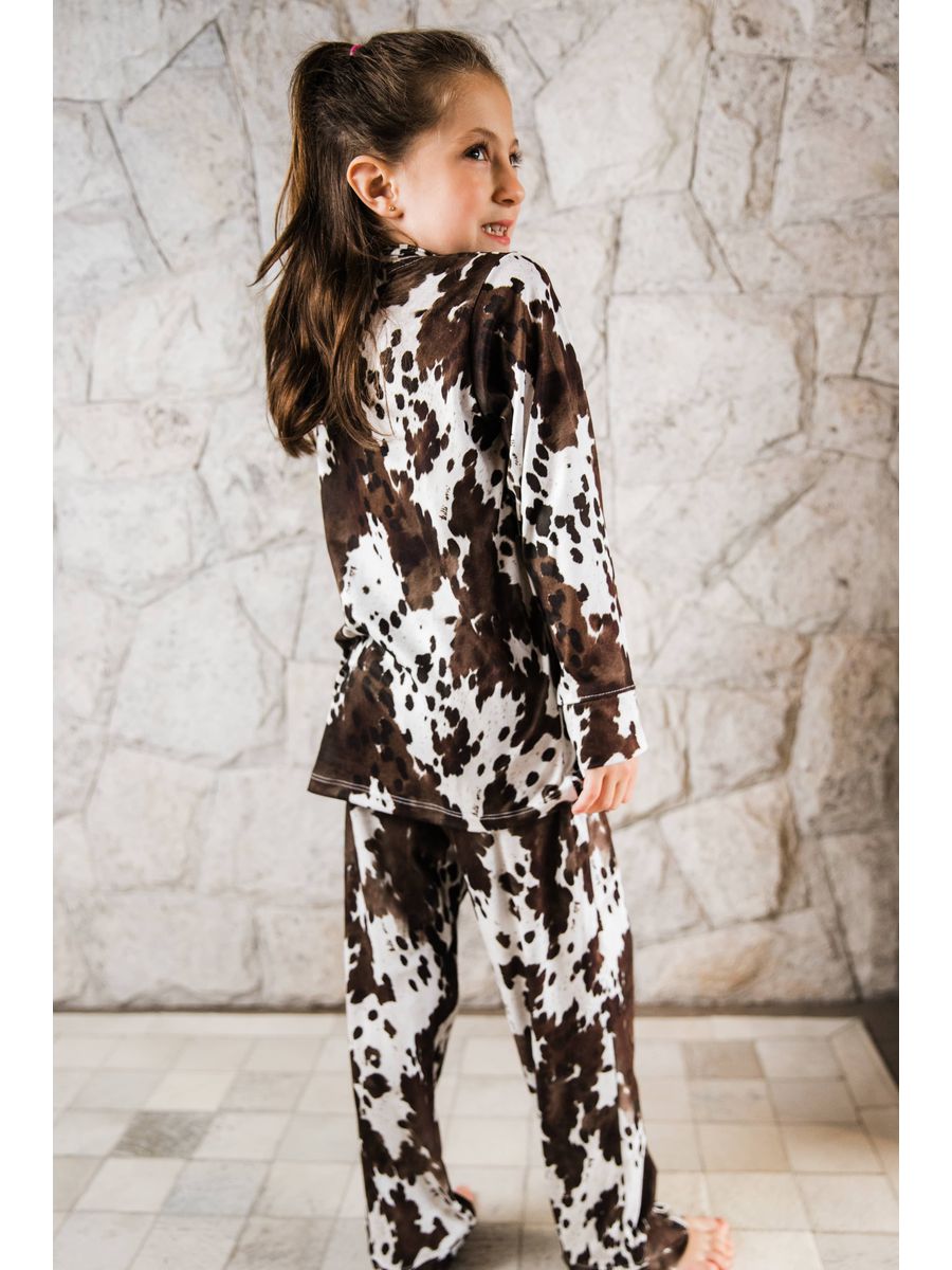 Pijama Infantil Americano Longo Vaca Animal Print