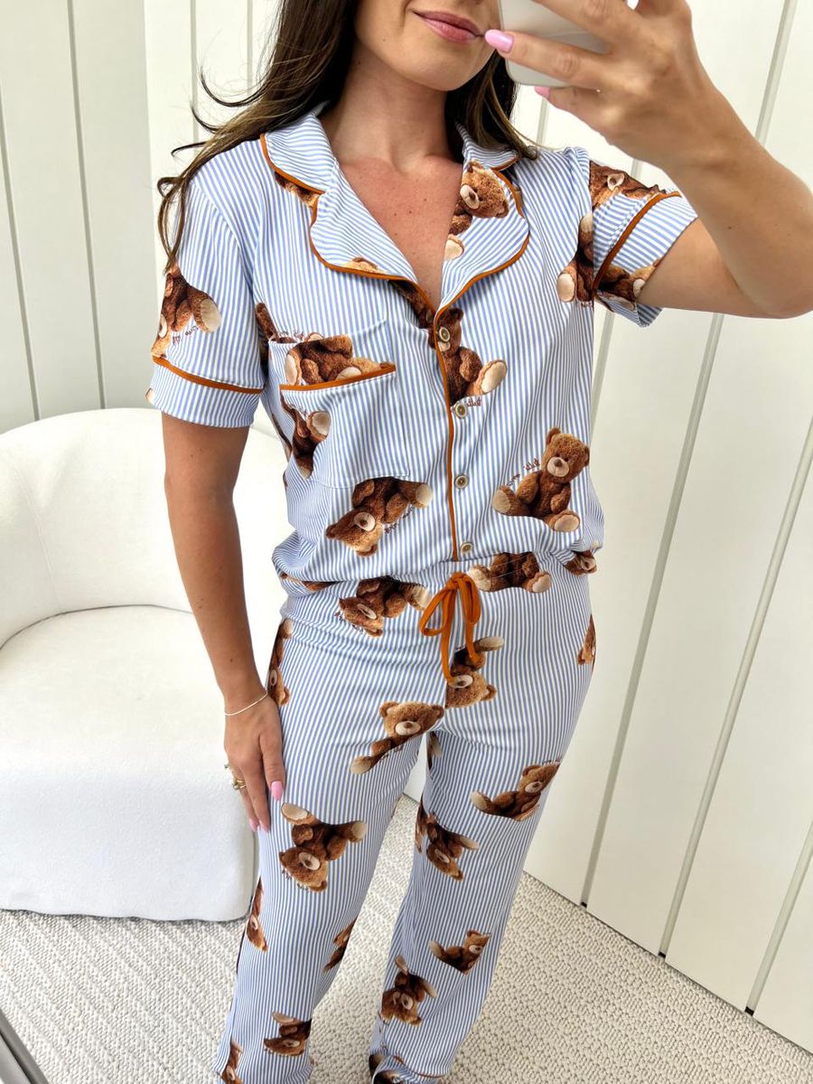 Pijama Feminino Americano Meia Estação New Bear Ursos