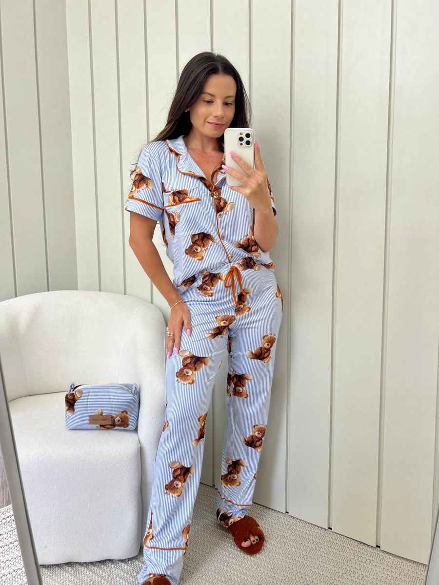 Pijama Feminino Americano Meia Estação New Bear Ursos