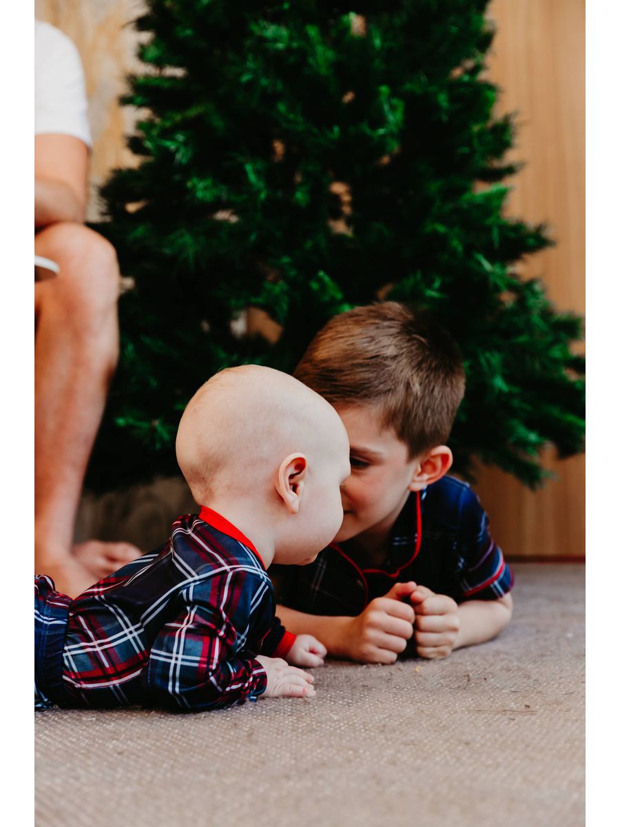 Conjunto Pijama Bebê Body e Calça Xadrez Natal