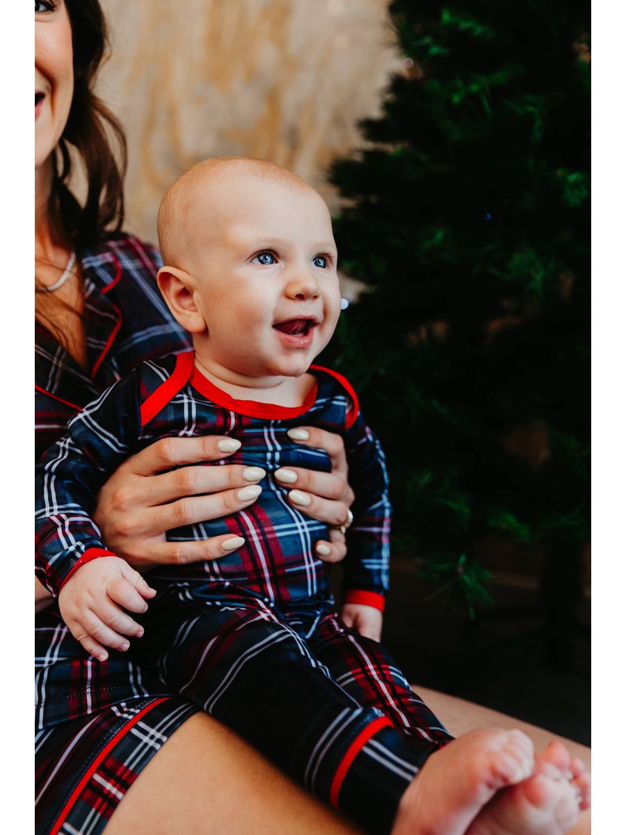 Conjunto Pijama Bebê Body e Calça Xadrez Natal