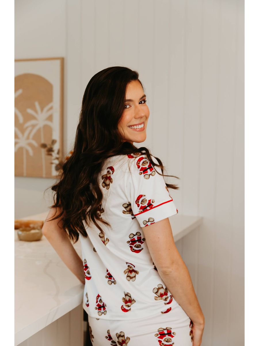 Pijama Feminino Americano Curto Ursos Natal