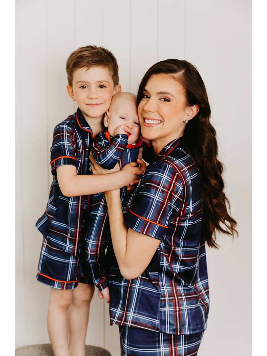 Pijama Americano Curto Infantil Xadrez Natal