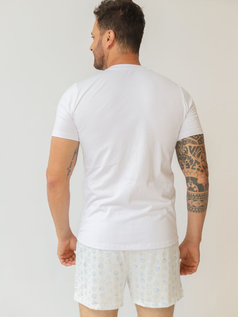 Pijama Masculino Curto Fundo do Mar