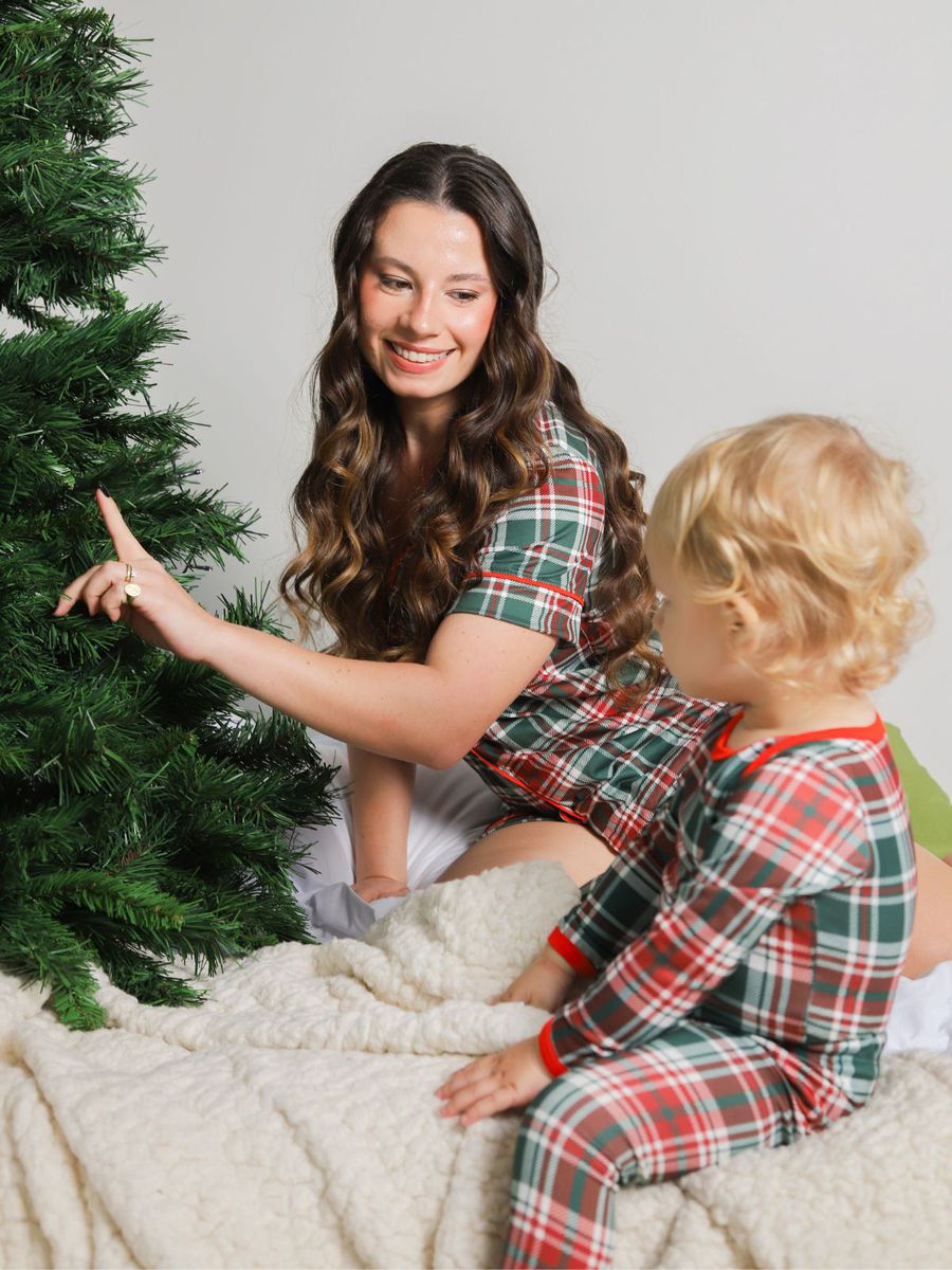 Conjunto Bebê Body e Calça Xadrez Natal