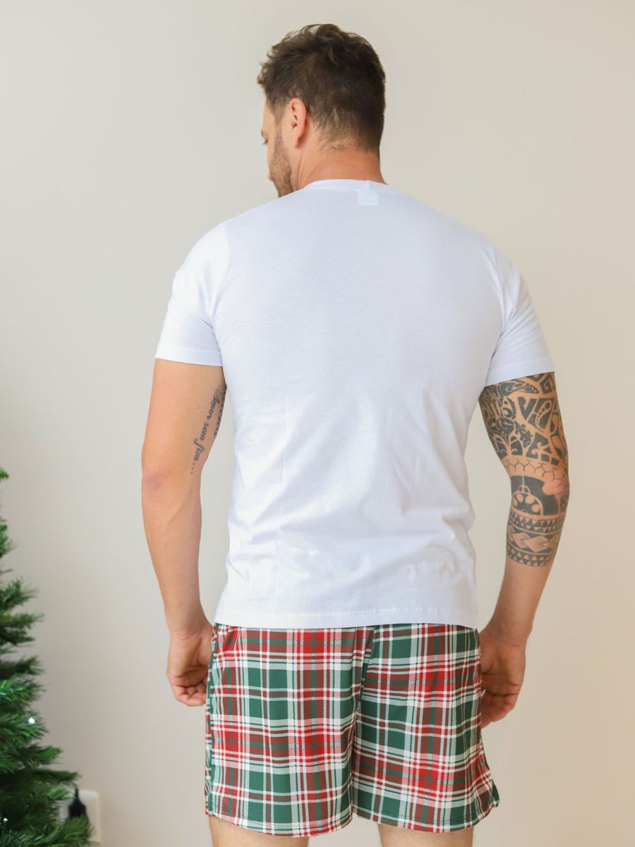 Pijama Masculino Curto Xadrez Natal