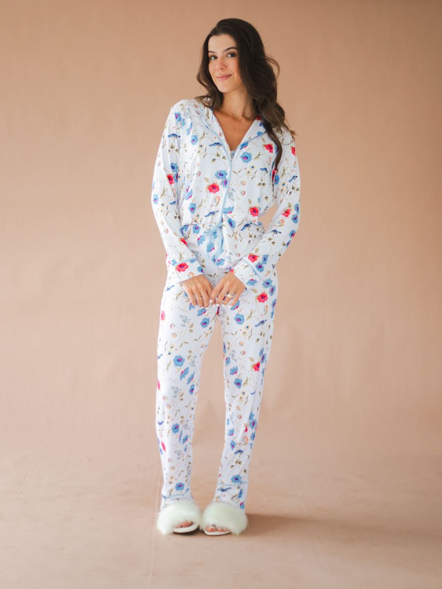 Pijama Feminino Americano Longo Helena Flores