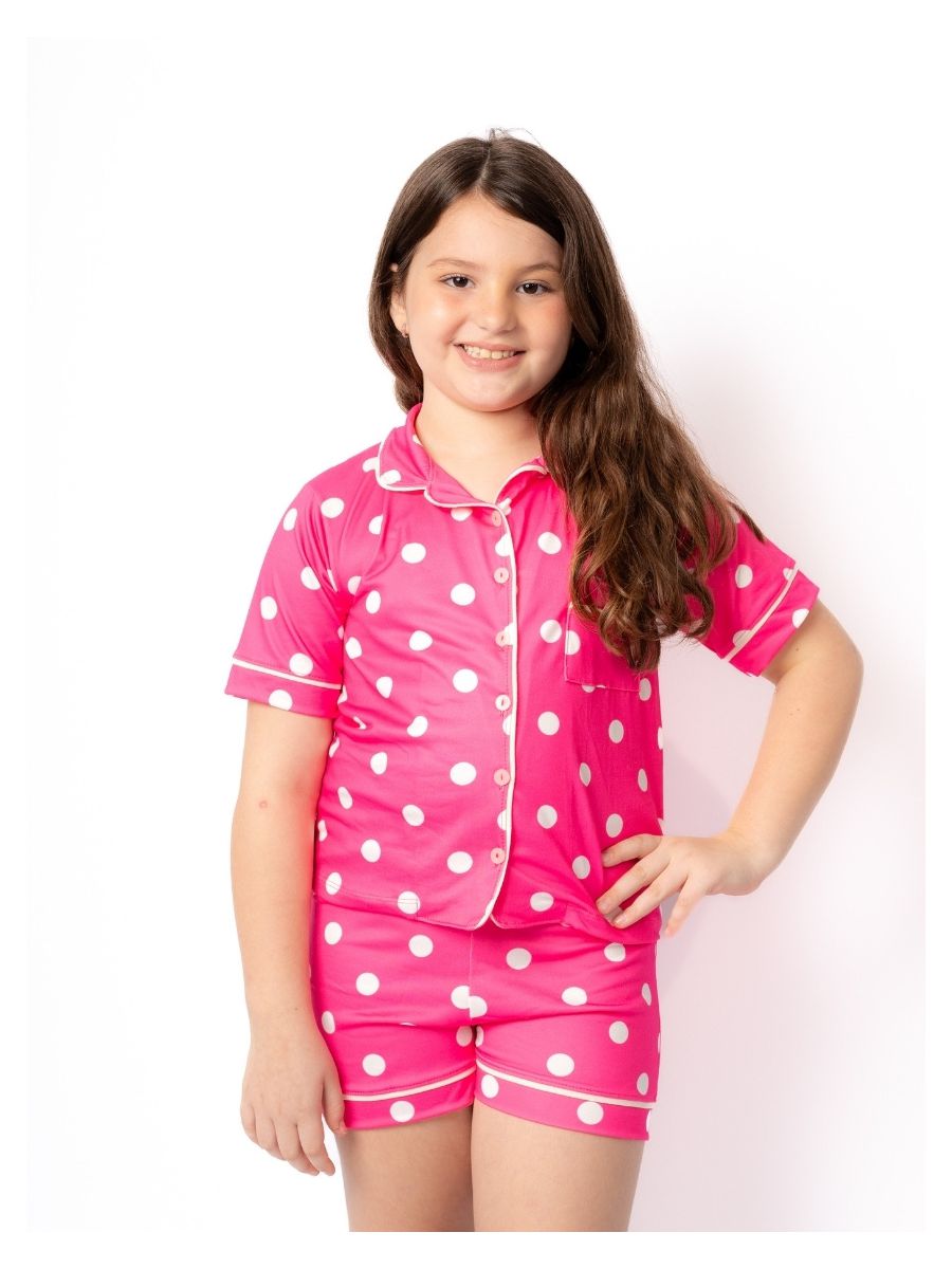 Pijama Infantil Americano Curto Pink Poás