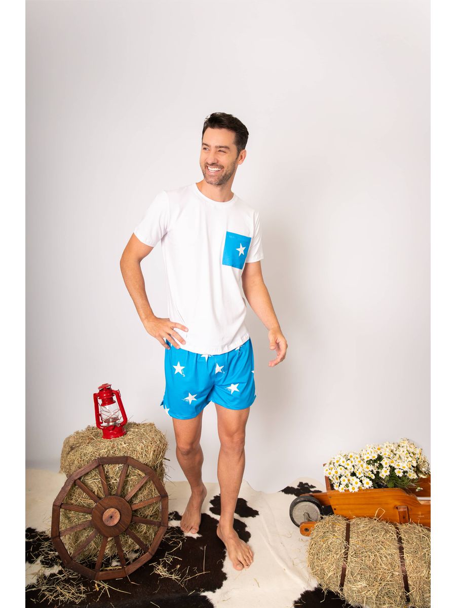 Pijama Masculino Curto Estrelas