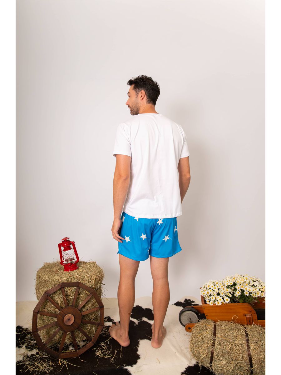 Pijama Masculino Curto Estrelas