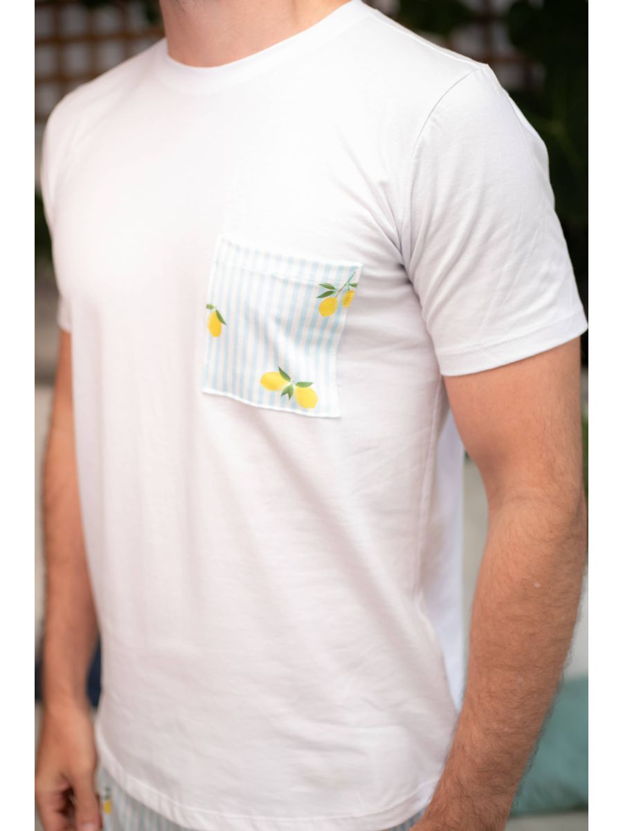 Pijama Masculino Curto Listrado Limão