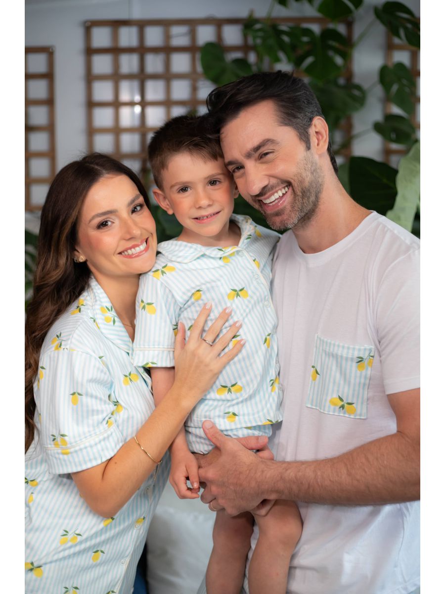 Pijama Masculino Curto Listrado Limão