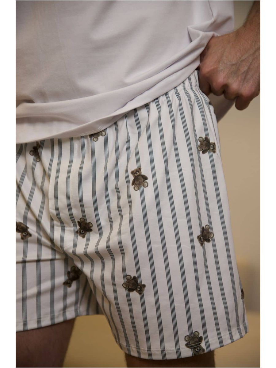Pijama Masculino Curto Ursos Cinza