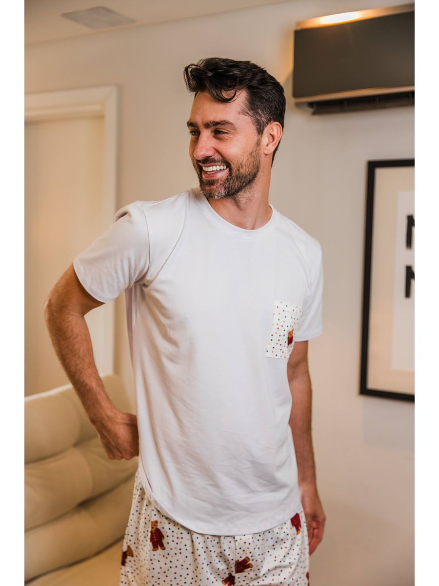 Pijama Masculino Curto Ursos Colorido