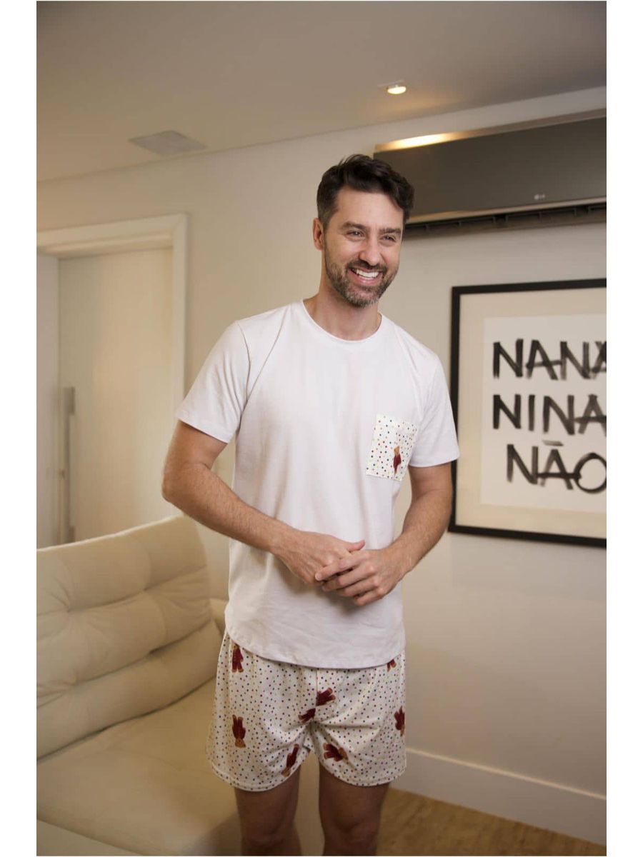 Pijama Masculino Curto Ursos Colorido