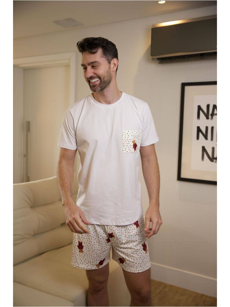 Pijama Masculino Curto Ursos Colorido