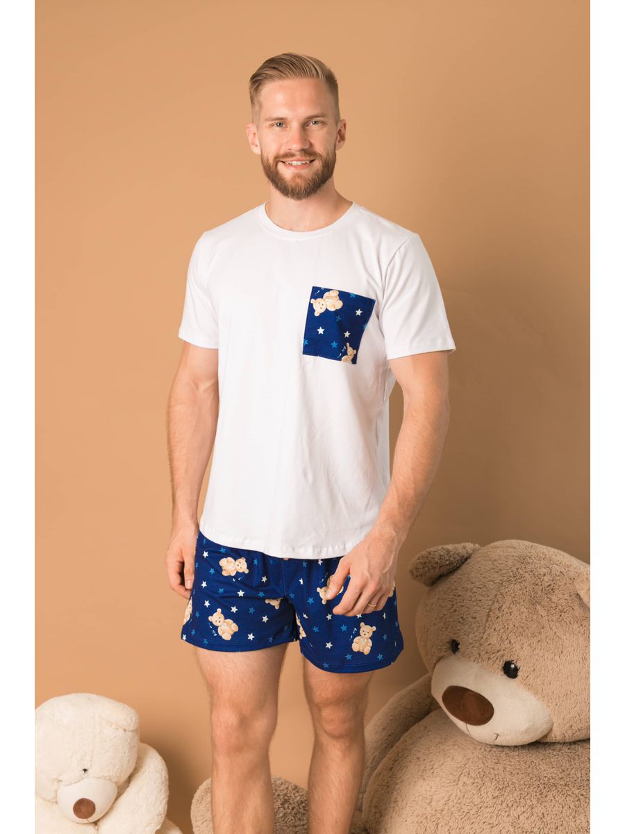 Pijama Masculino Curto Ursos Estrelas
