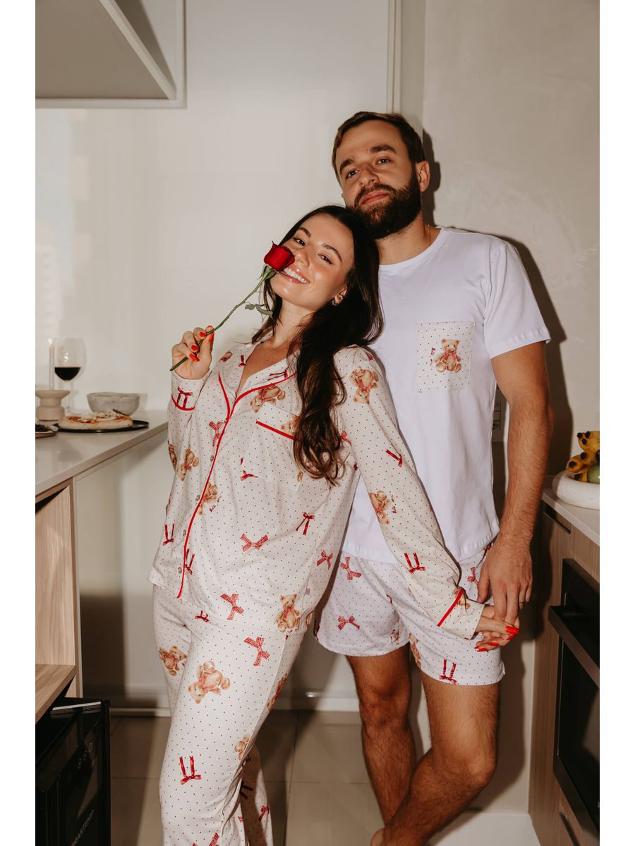 Pijama Masculino Curto Ursos Laços