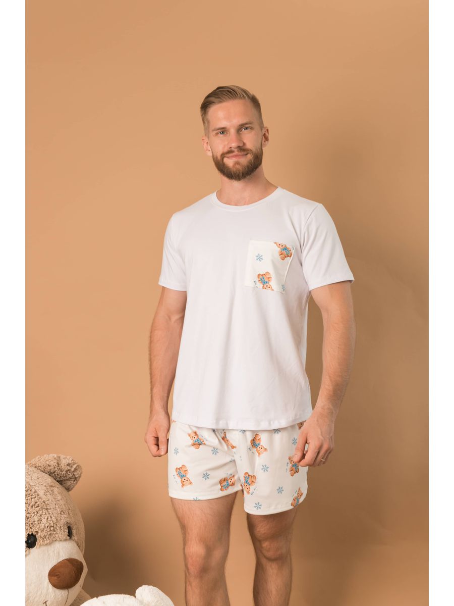 Pijama Masculino Curto Ursos Neve