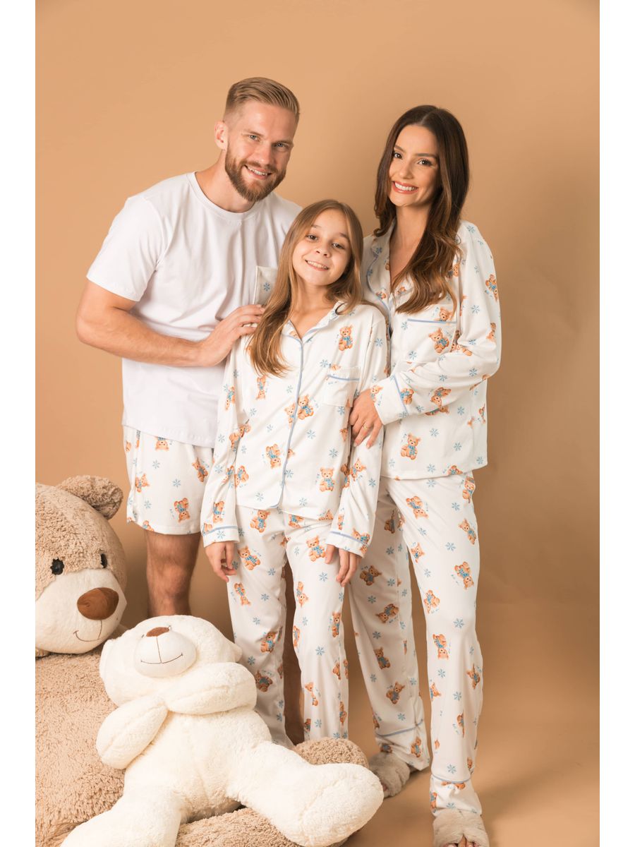 Pijama Masculino Curto Ursos Neve