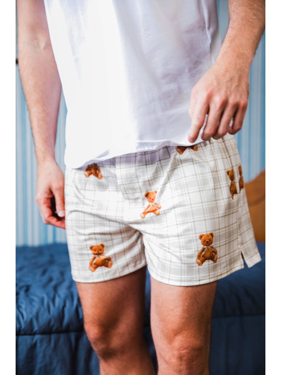 Pijama Masculino Curto Ursos Xadrez
