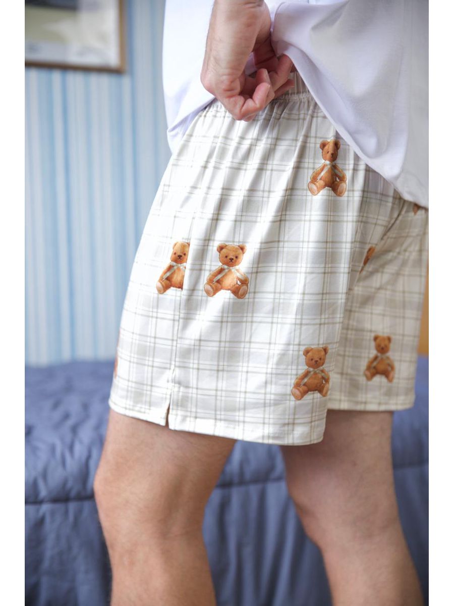 Pijama Masculino Curto Ursos Xadrez