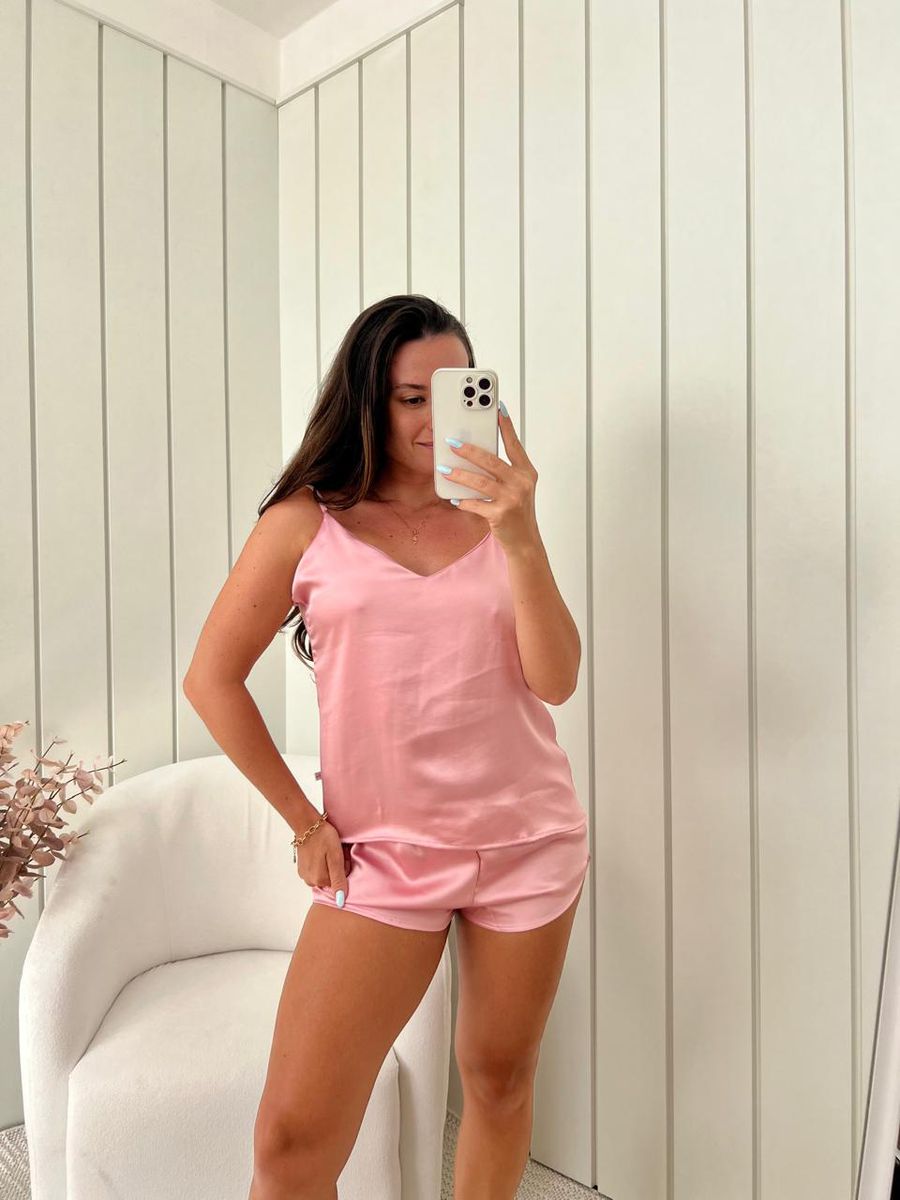 Short Doll Cetim Rosa