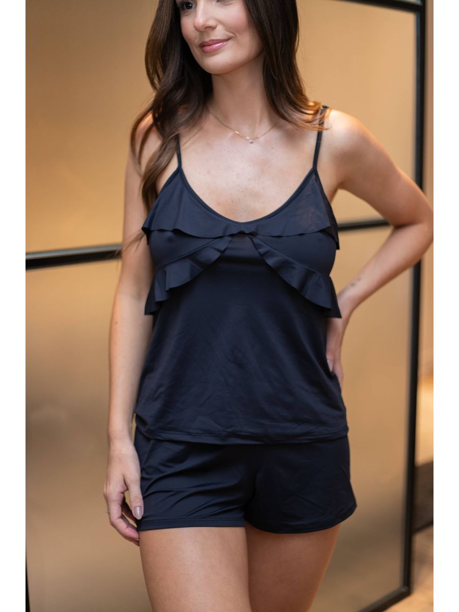 Short Doll Preto Em Poliamida