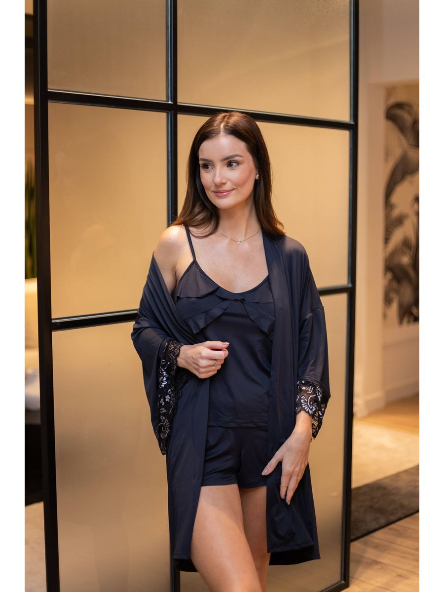 Short Doll Preto Em Poliamida