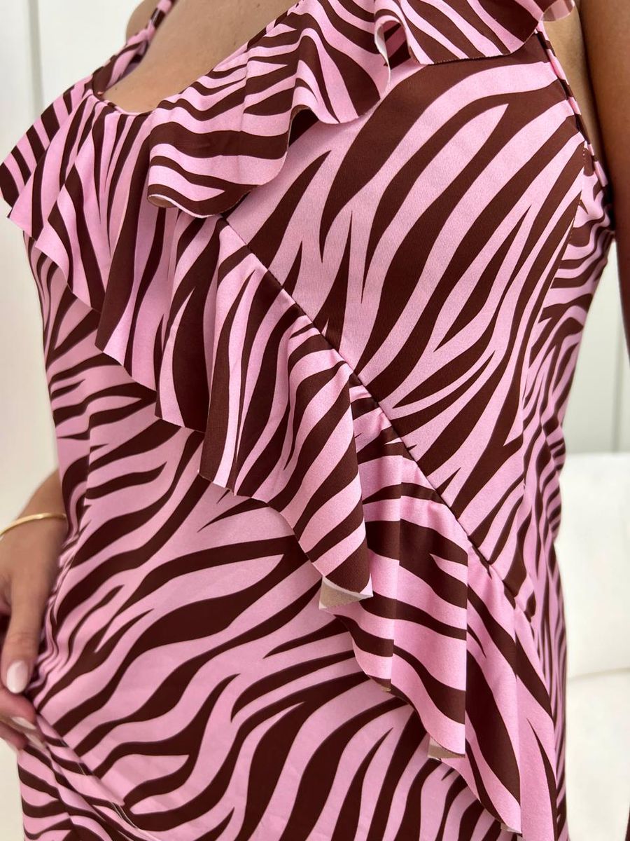 Short Doll Zebra Rosa Em Poliamida