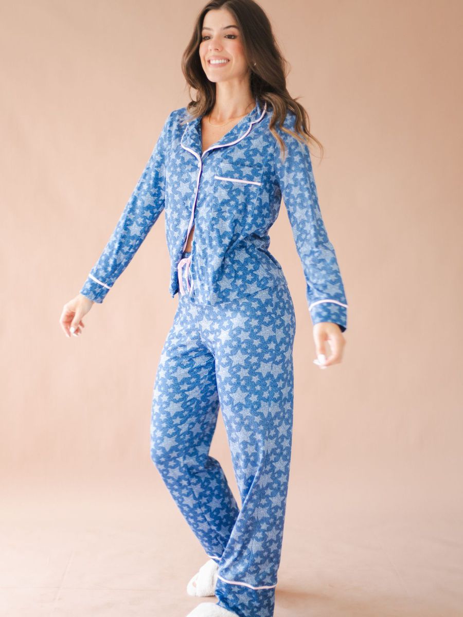 Pijama Feminino Americano Longo Aléxia Stars