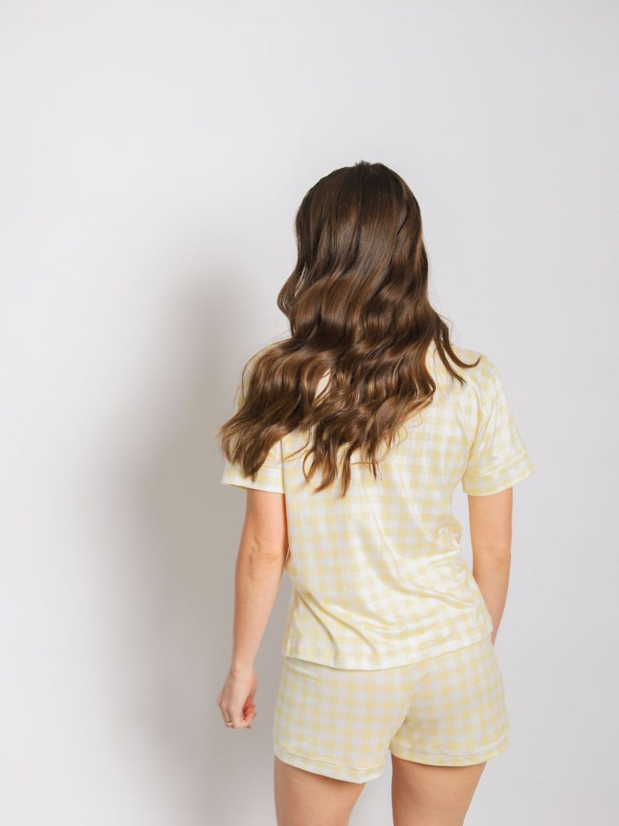 Pijama Feminino Americano Curto Vichy Amarelo