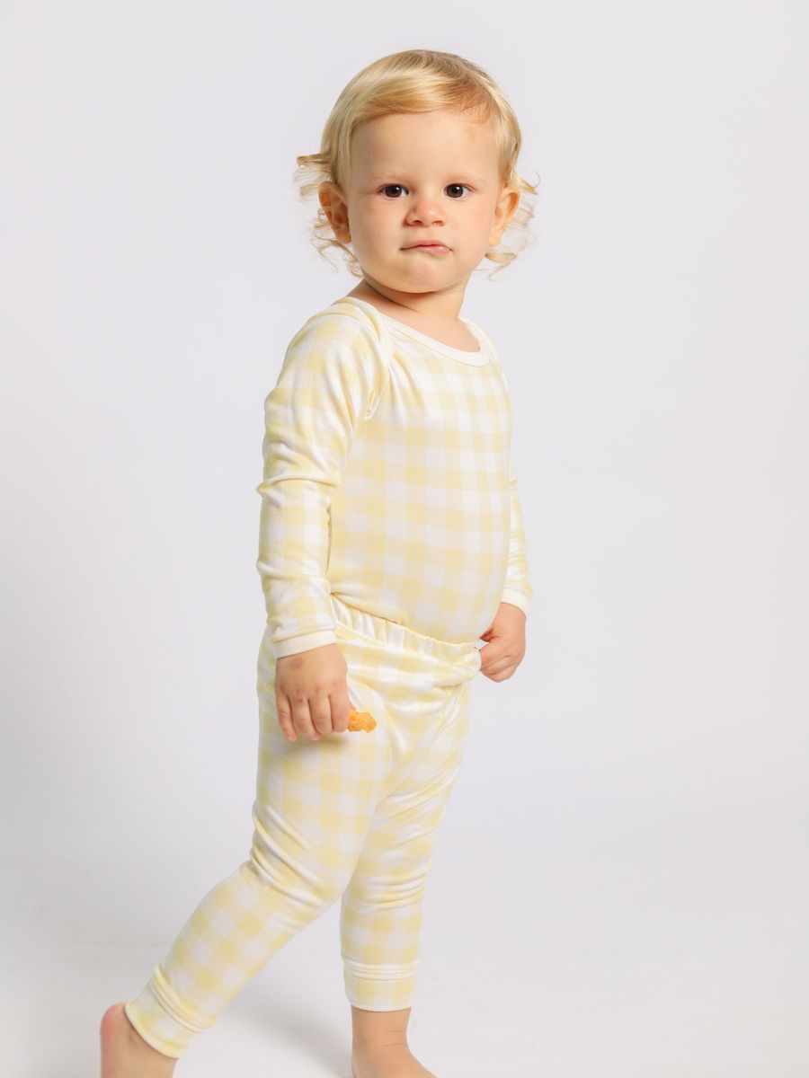 Conjunto Bebê Body e Calça Vichy Amarelo