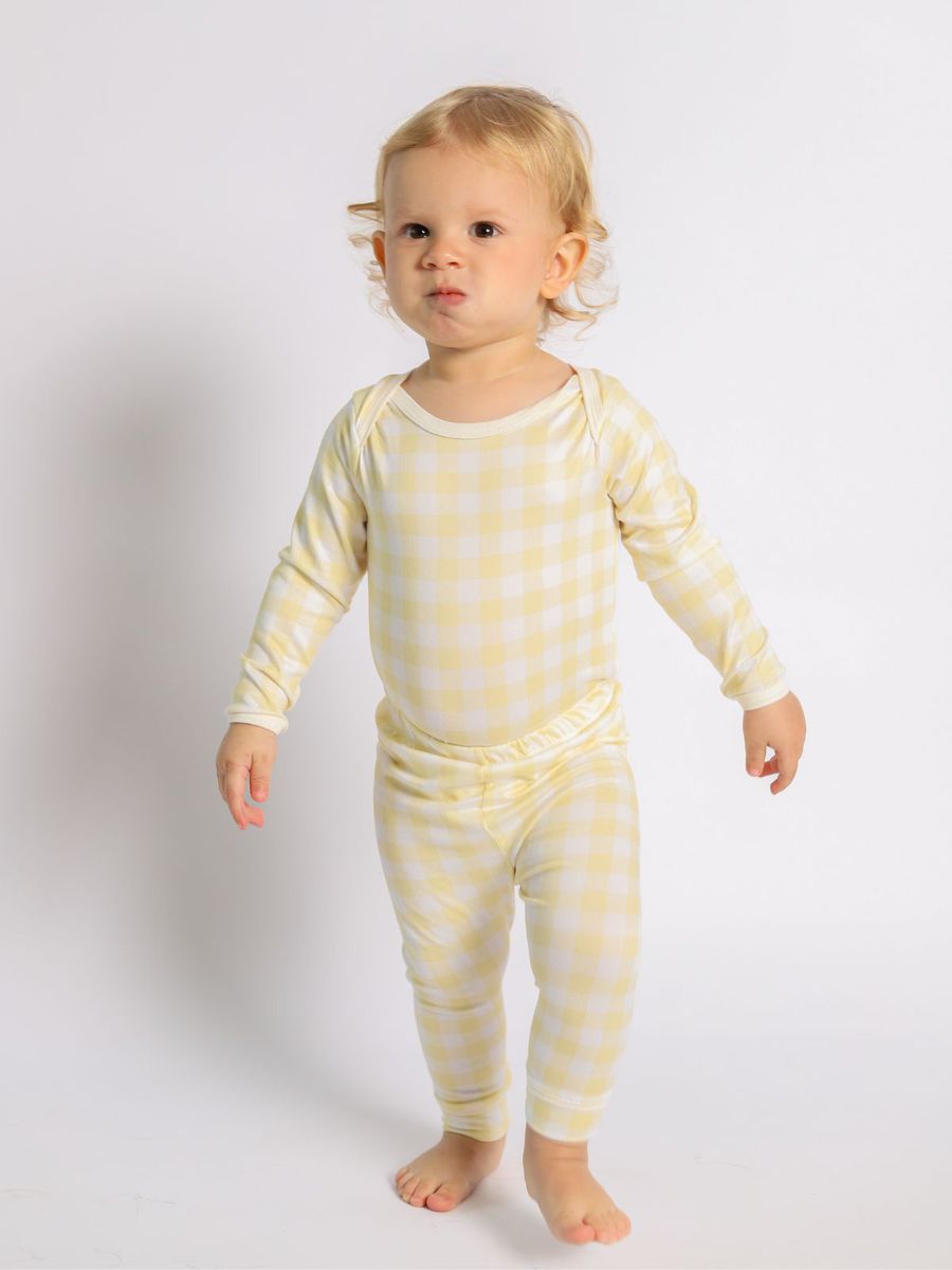 Conjunto Bebê Body e Calça Vichy Amarelo