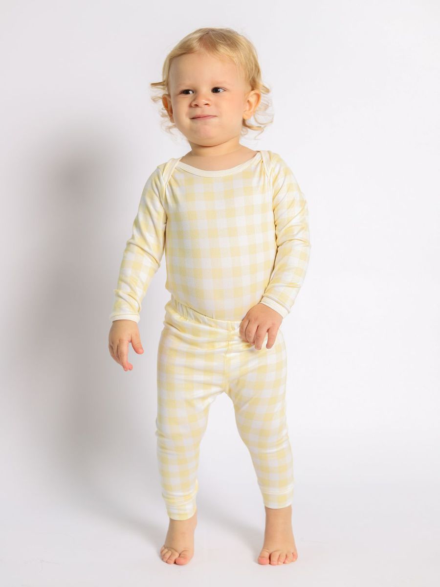 Conjunto Bebê Body e Calça Vichy Amarelo