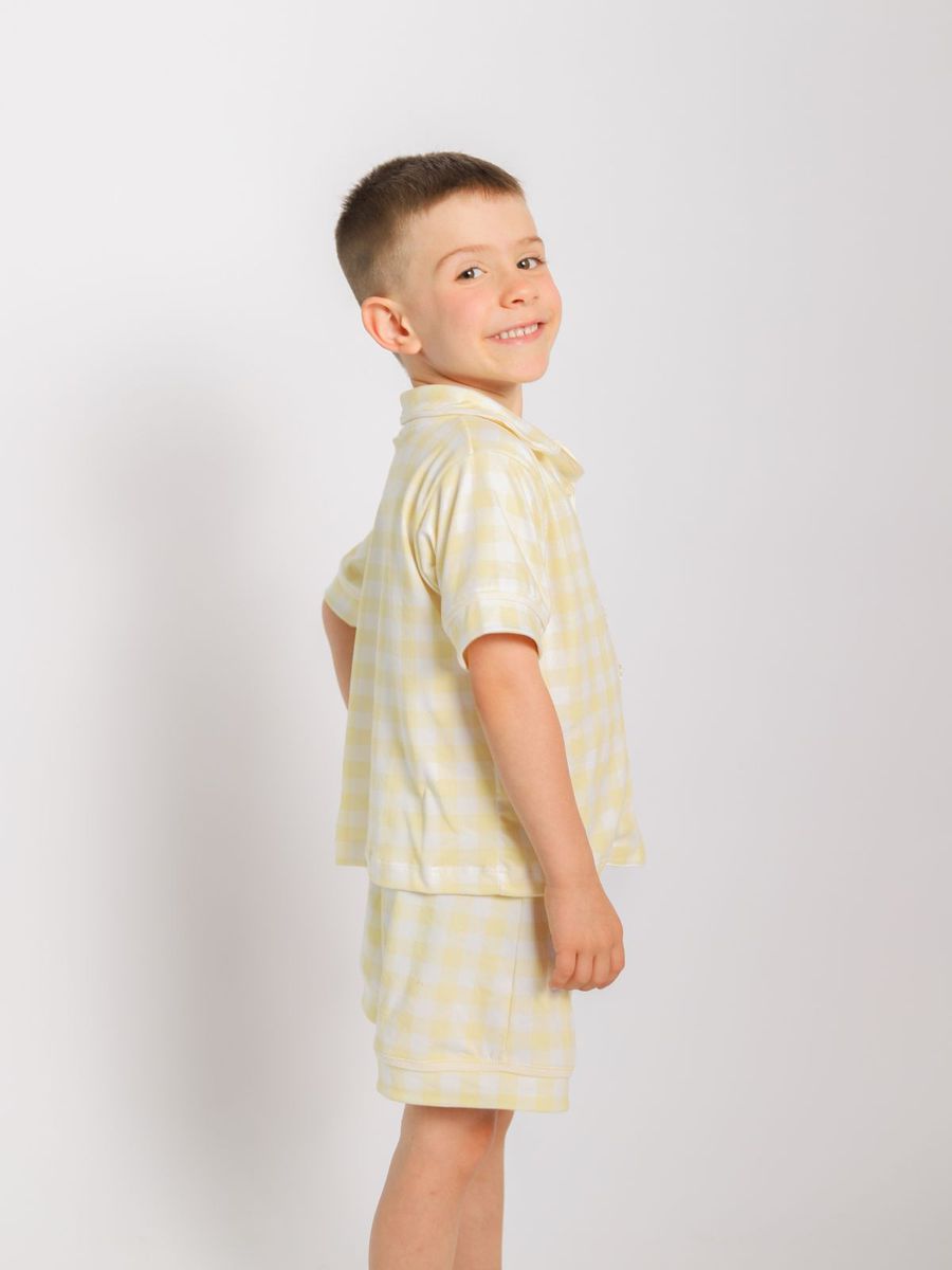Pijama Infantil Americano Curto Vichy Amarelo