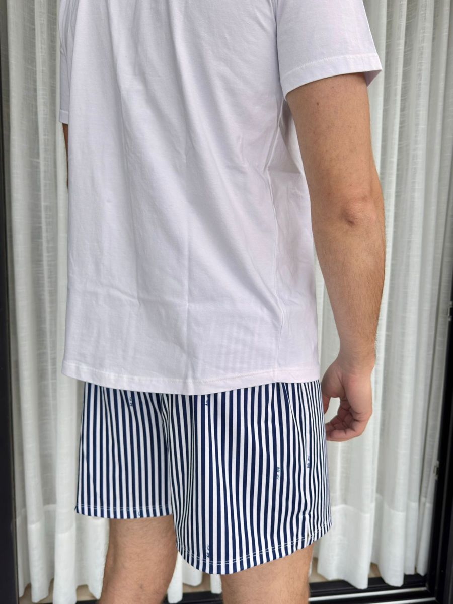 Pijama Masculino Curto Listrado Marinho
