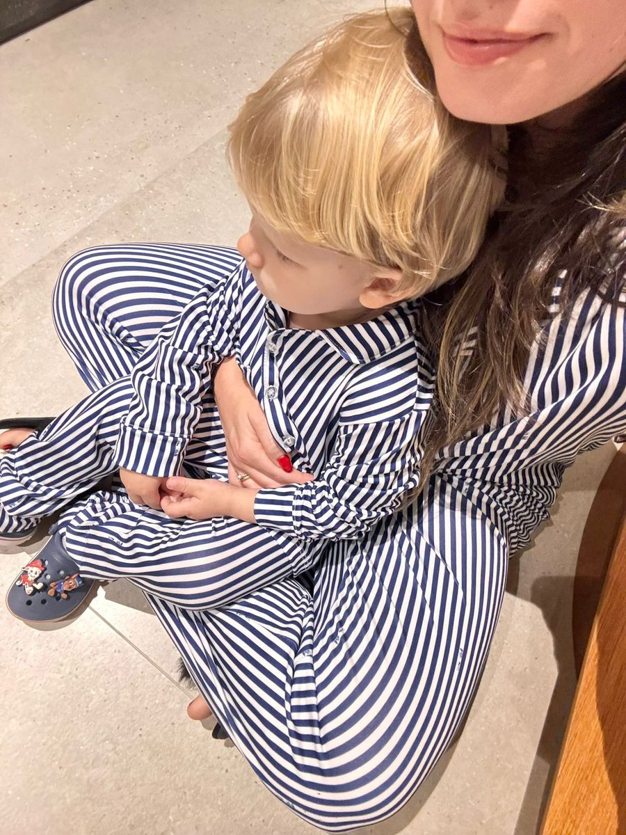 Pijama Infantil Americano Longo Listrado Azul
