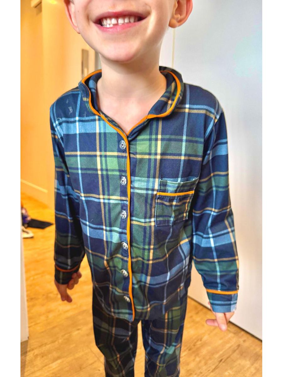 Pijama Infantil Americano Longo Xadrez Verde