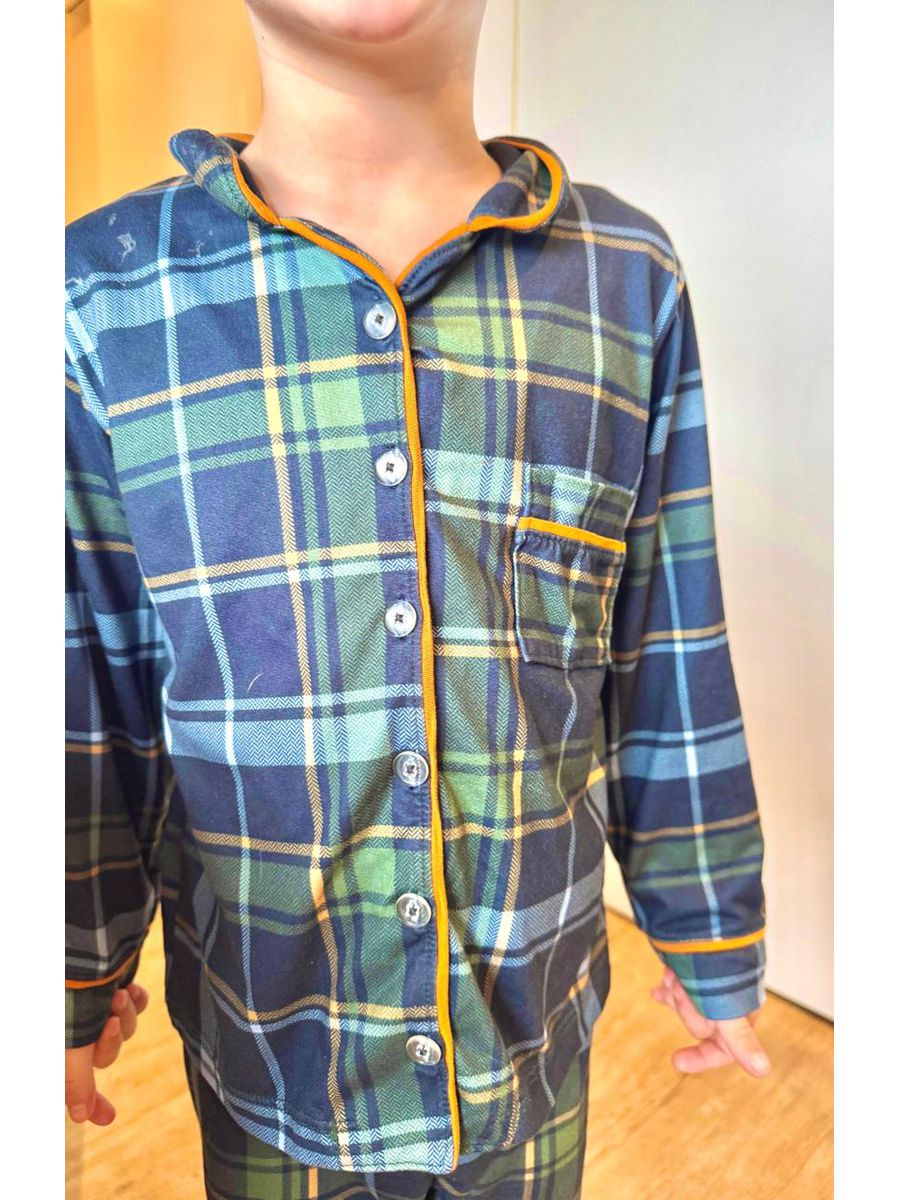 Pijama Infantil Americano Longo Xadrez Verde