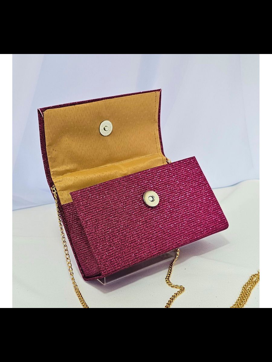 Bolsa Clutch Elegante Festa Balada , Transversal Pequena E Sofisticada Fucsia