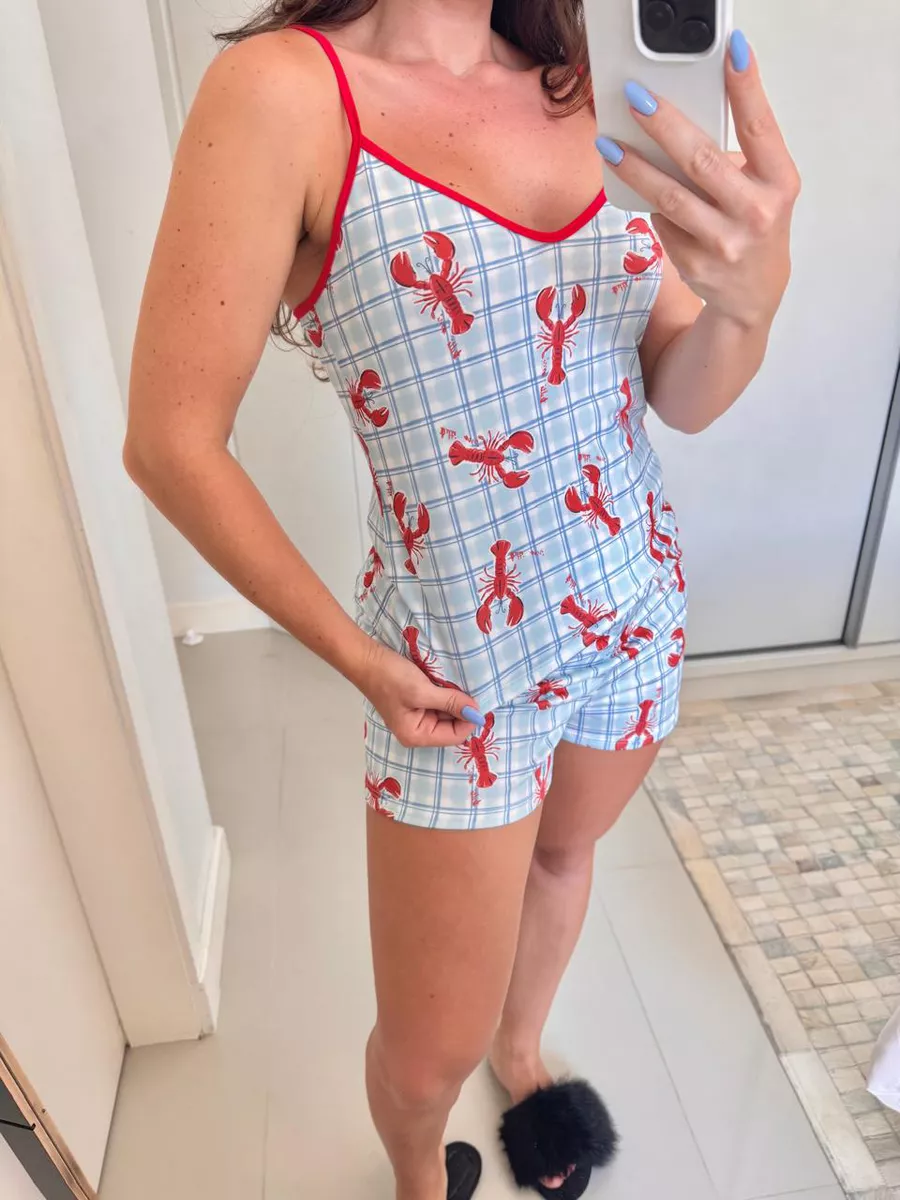 Pijama Feminino Curto Alcinha Lagosta