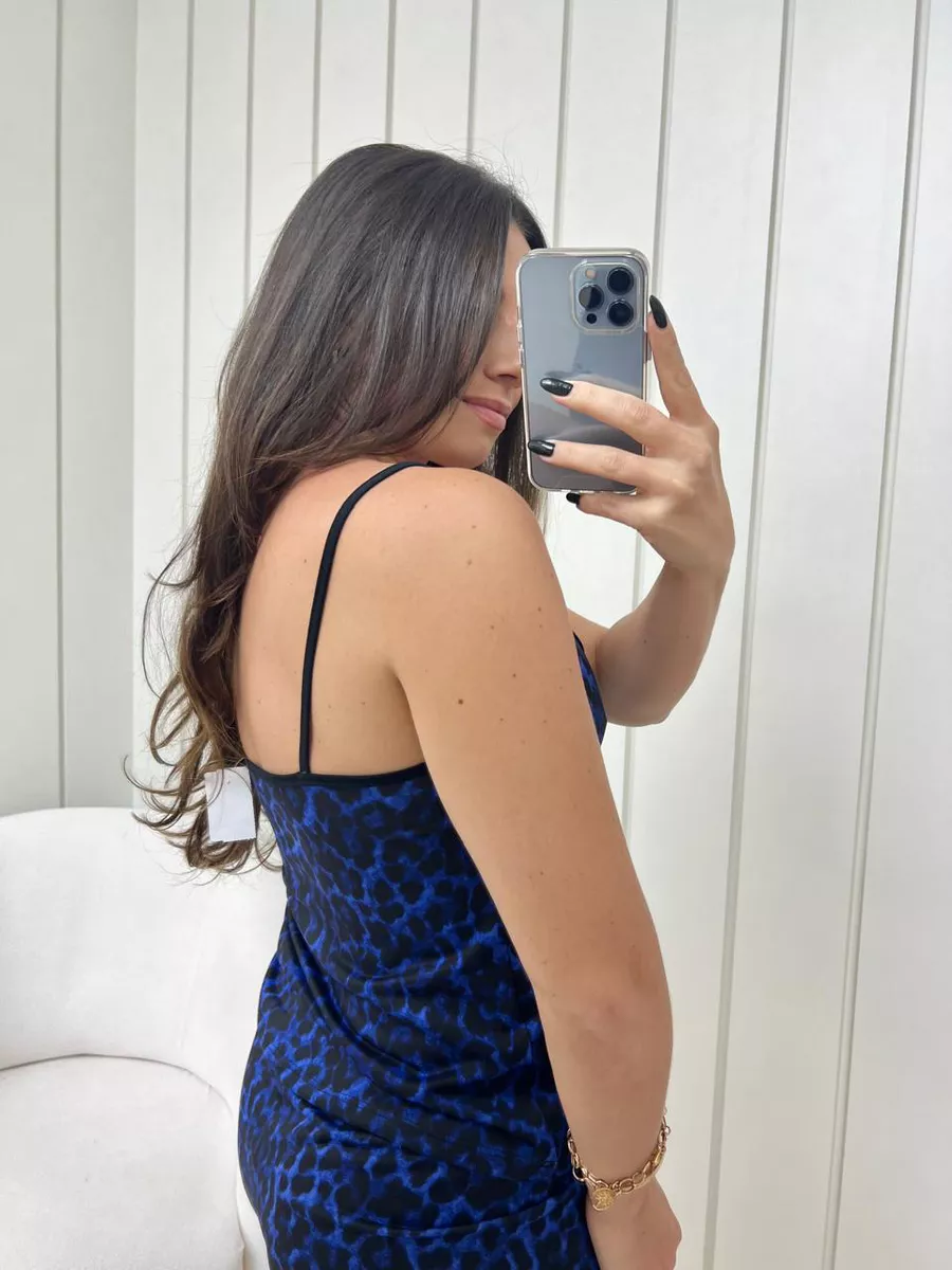 Pijama Feminino Curto Alcinha Onça Azul