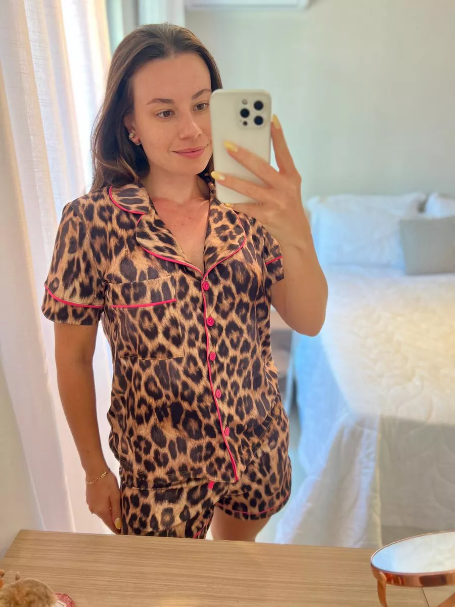 Pijama Feminino Americano Curto Agda Onça