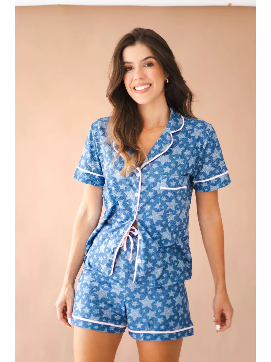 Pijama Feminino Americano Curto Agda Stars