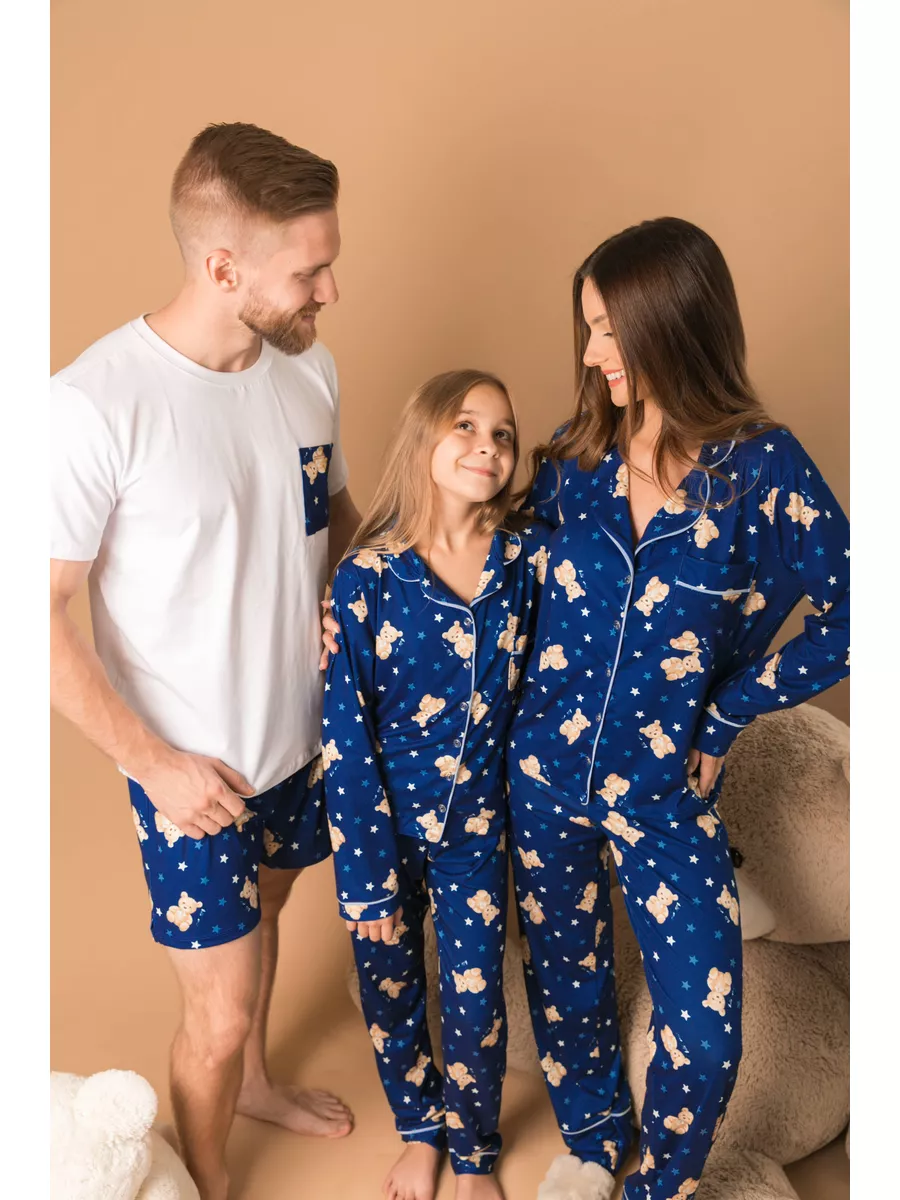 Pijama Masculino Curto Ursos Estrelas