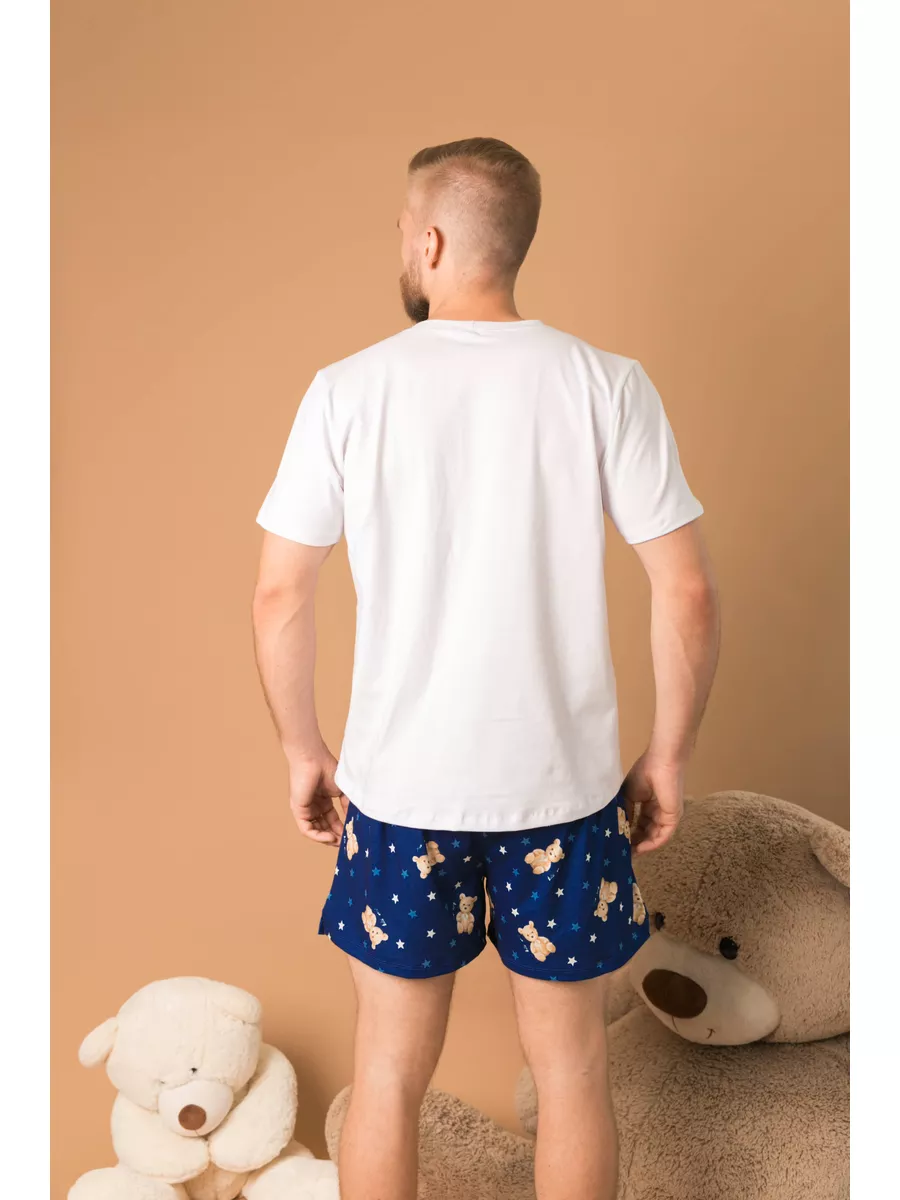 Pijama Masculino Curto Ursos Estrelas