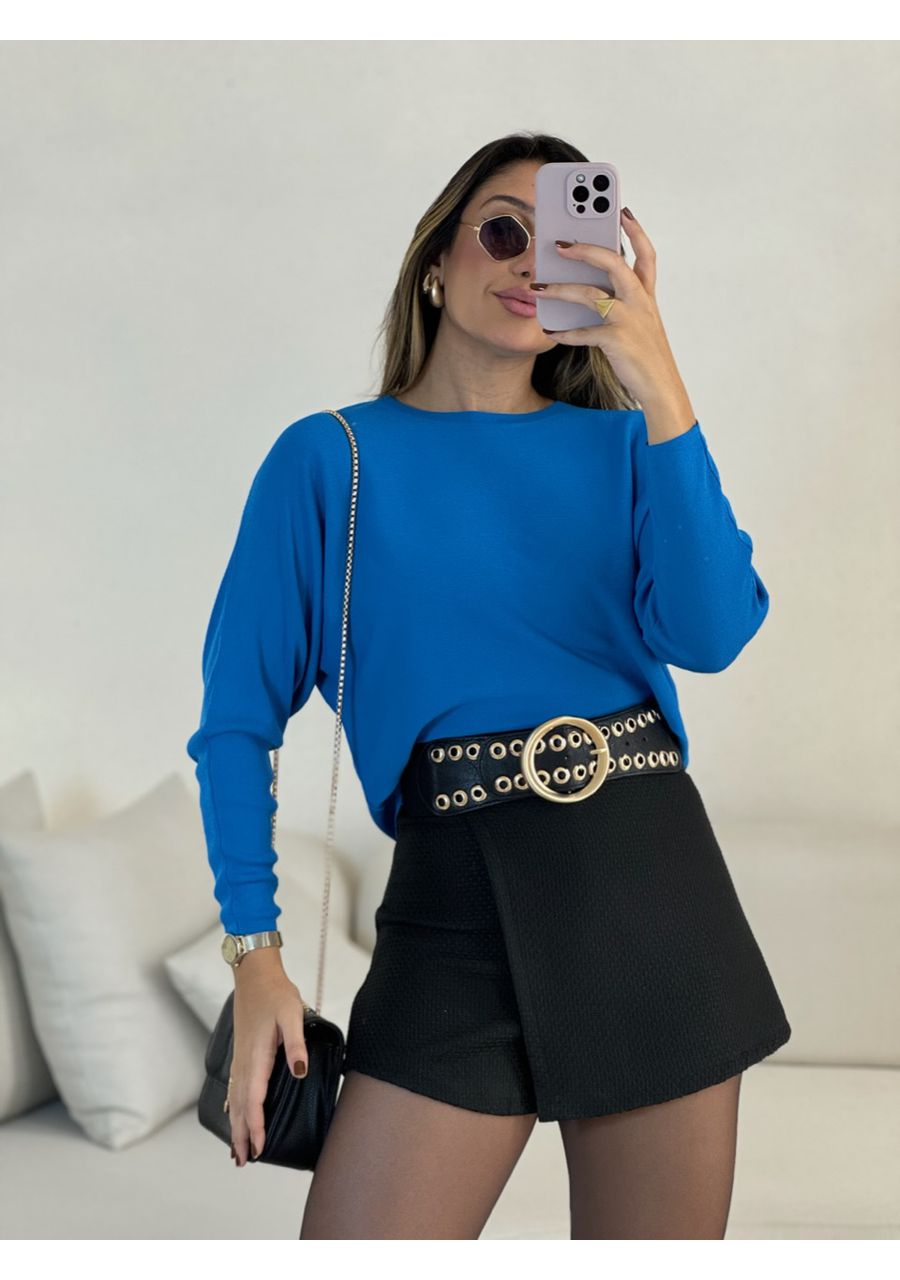 BLUSA CÁTIA MANGA LONGA AZUL - 0053650109 - CAROLLA FERRARO