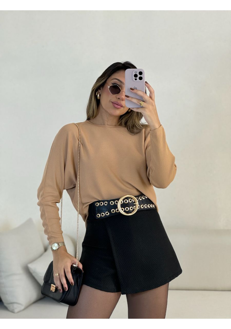 BLUSA CÁTIA MANGA LONGA NUDE - 0053650049 - CAROLLA FERRARO