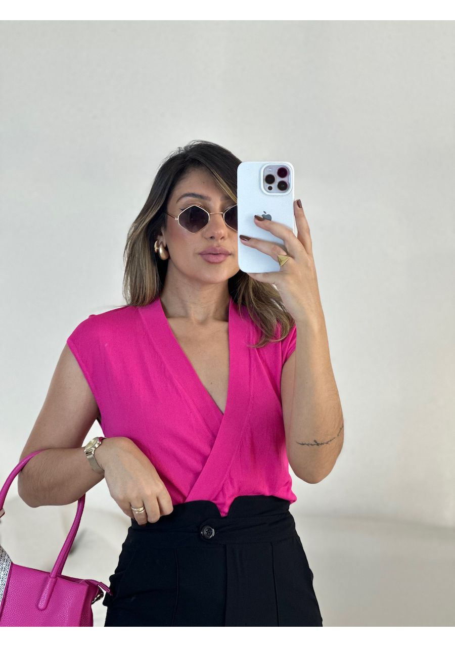 BLUSA TRESPASSADA TRICOZINHO PINK - 0053660037 - CAROLLA FERRARO